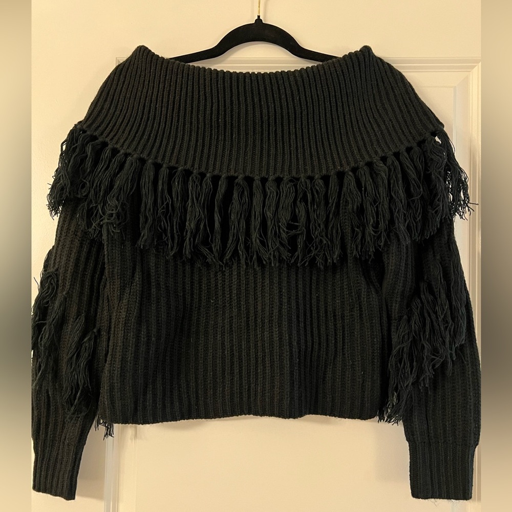 Black fringe sweater